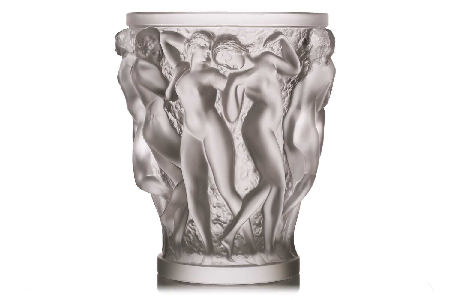 Lot 302 - A Lalique 'Bacchantes' frosted glass vase,...