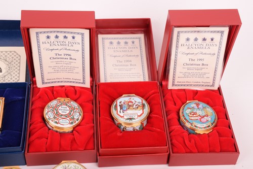 Lot 242 - A collection of Halcyon Days enamel boxes,...