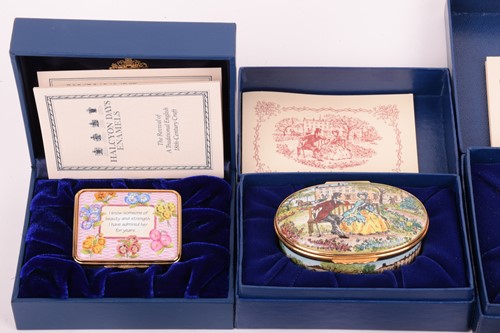 Lot 242 - A collection of Halcyon Days enamel boxes,...