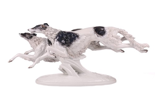 Lot 95 - A Rosenthal porcelain figure of two Borzoi...