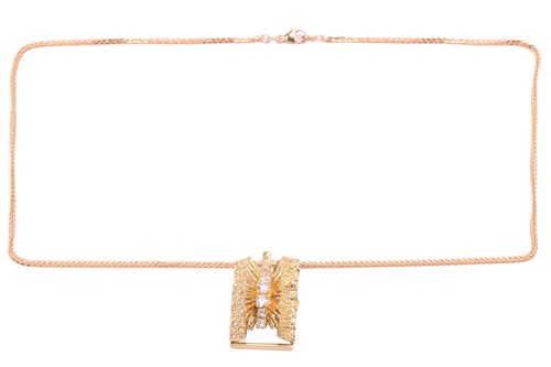 Lot 169 - A diamond set pendant, the rectangular plaque...