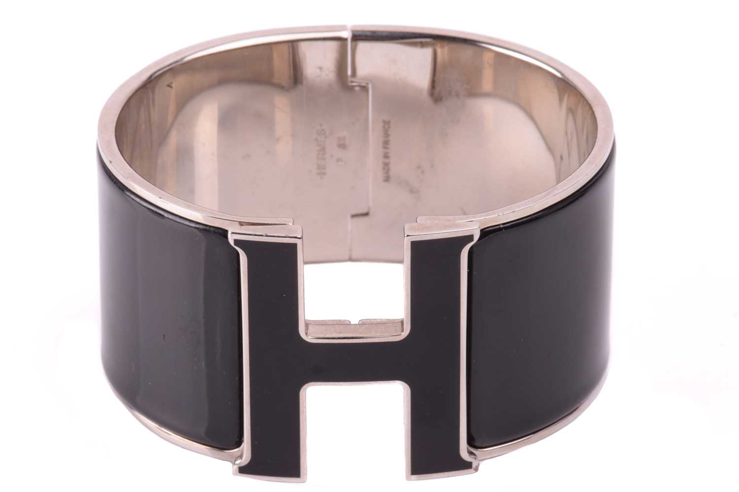 Hermes Black Enamel Gold Plated Clic H Bracelet Hermes | TLC