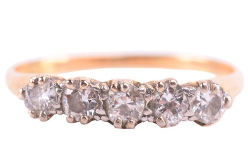 Lot 176 - A diamond five-stone ring, set with a row of...