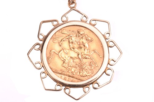 Lot 126 - A gold sovereign pendant necklace, the pendant...