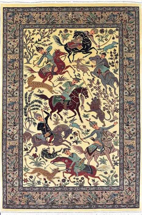 Lot 41 - A 20th century Persian part silk carpet the...