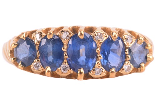 Lot 305 - A sapphire and diamond five-stone ring, set...