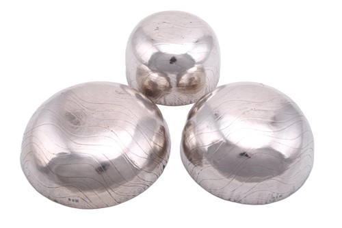 Lot 536 - Three wave design silver bowls by Adrian Hope,...