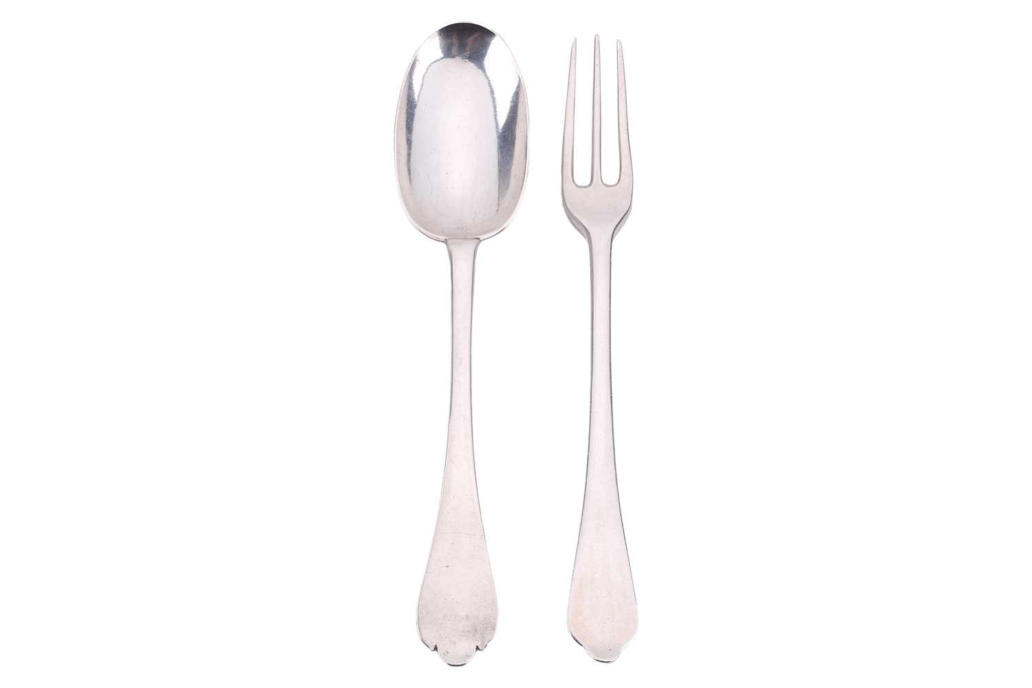 Lot 574 - A Queen Anne silver trefid silver spoon, oval...