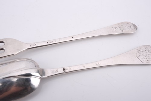 Lot 574 - A Queen Anne silver trefid silver spoon, oval...