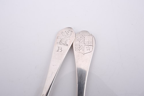 Lot 574 - A Queen Anne silver trefid silver spoon, oval...