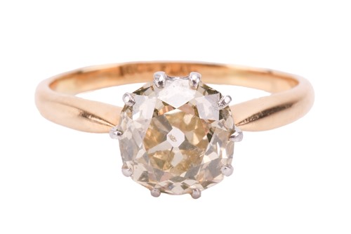 Lot 247 - A single stone diamond ring; the old cushion...