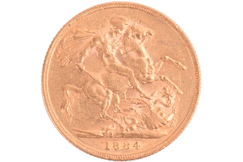 Lot 360 - A Victorian gold half-sovereign coin, dated...