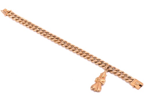 Lot 230 - A Chinese gold chain bracelet, marked '14k',...