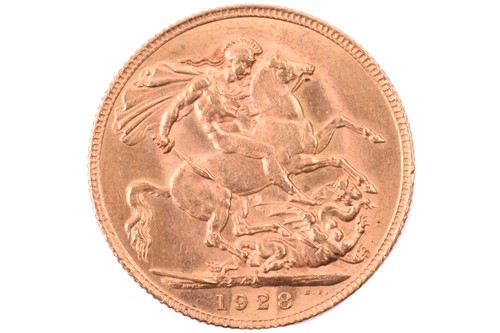 Lot 356 - A George V Full Sovereign, 1928, St George and...