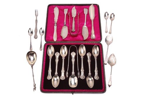 Lot 513 - A late Victorian cased set of silver teaspoons...