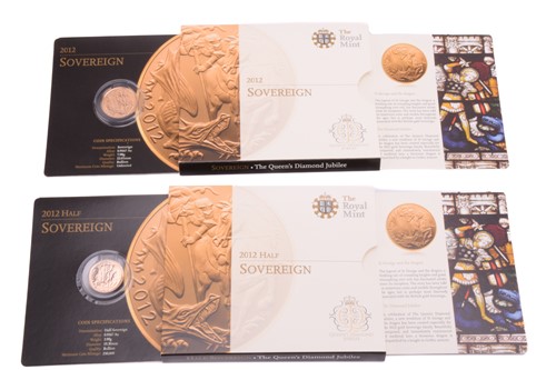 Lot 357 - A UK, gold sovereign and half sovereign, 2012,...