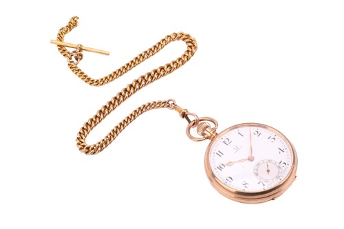 Lot 449 - An Omega open-face pocket watch in 9ct gold...