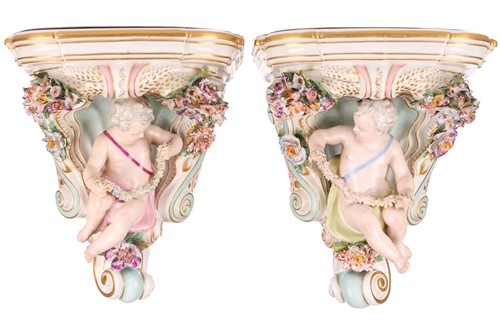 Lot 275 - A pair of probably late Dresden porcelain...