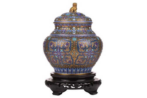 Lot 82 - A Chinese cloisonne and champleve enamel gilt...