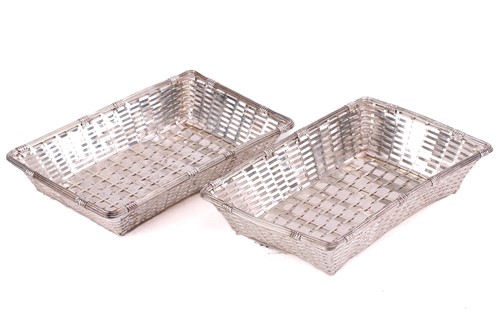 Lot 328 - A pair of silver-plated rectangular bread...