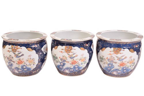 Lot 97 - A series of three large matching Chinese...