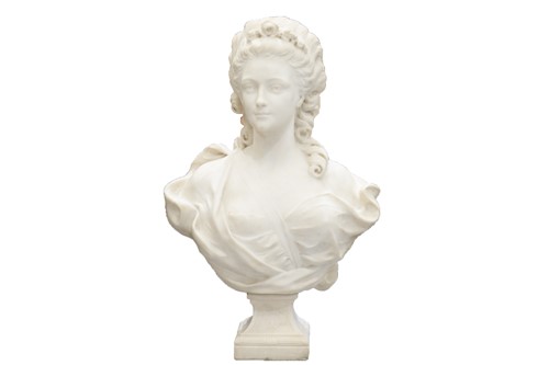 Lot 182 - A large carved white marble bust of Marie...