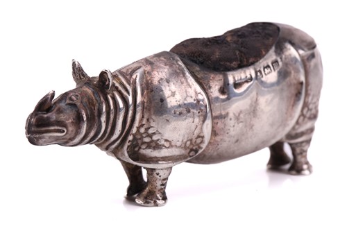 Lot 528 - An early 20th-century scarce silver Rhinoceros...
