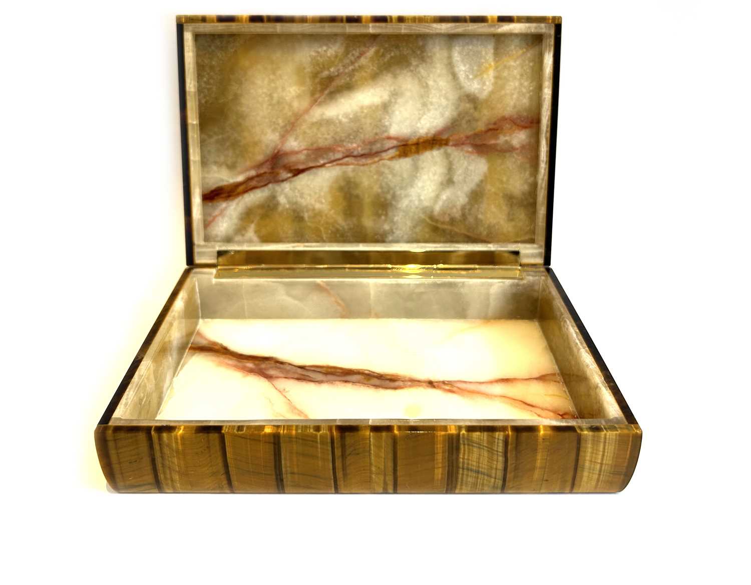 Lot 255 - A 20th century Tiger's eye box, possibly...