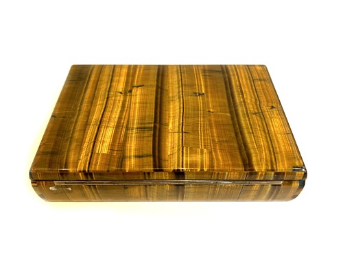 Lot 255 - A 20th century Tiger's eye box, possibly...