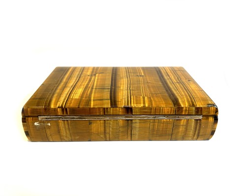 Lot 255 - A 20th century Tiger's eye box, possibly...