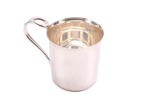 Lot 359 - A boxed Tiffany silver christening mug...