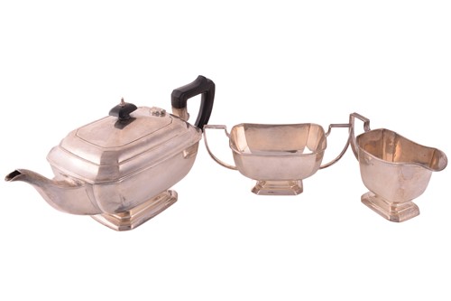 Lot 317 - A George VI three-piece silver tea set,...