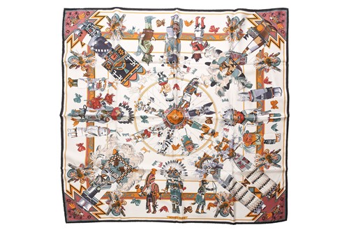 Lot 133 - Hermès - 'Kachinas' silk square scarf on a...