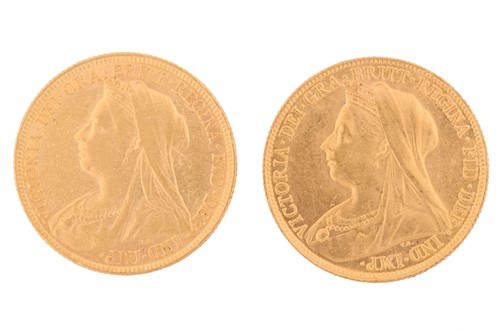 Lot 229 - Two Victorian sovereigns, dated 1896 and 1899.