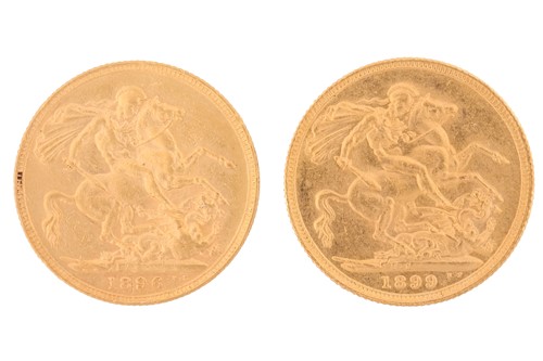 Lot 229 - Two Victorian sovereigns, dated 1896 and 1899.