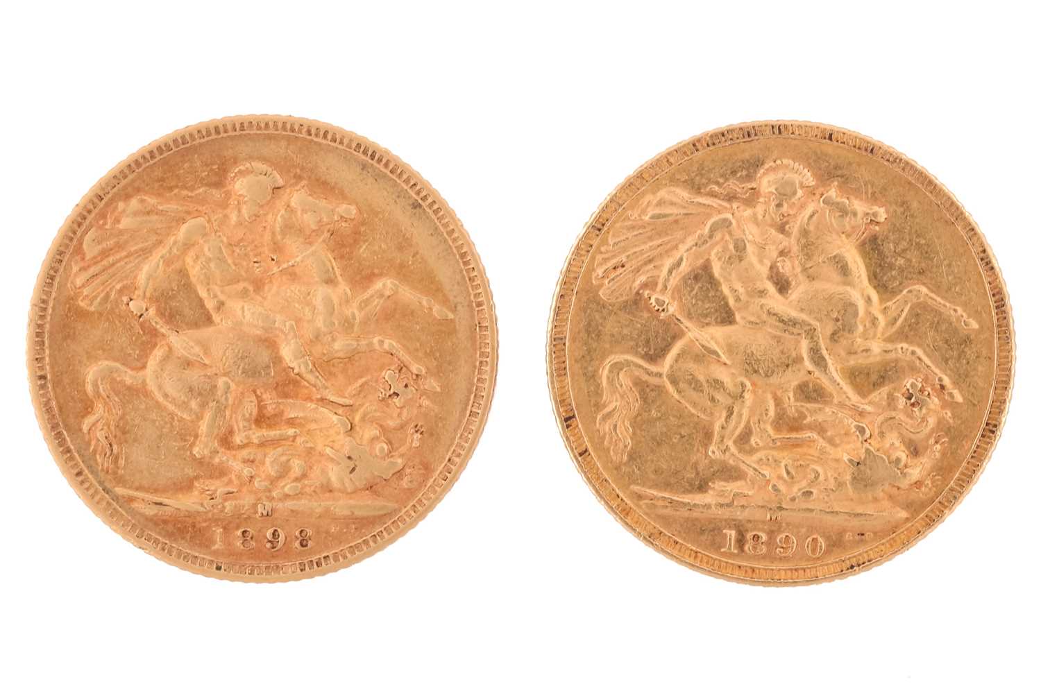 Lot 217 - Two Victorian sovereigns dated 1890 and 1898.