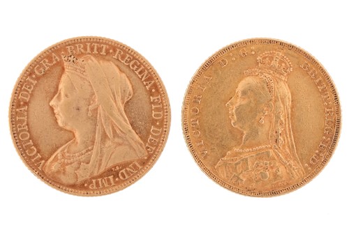 Lot 217 - Two Victorian sovereigns dated 1890 and 1898.
