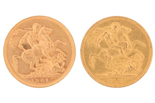 Lot 245 - Two Victoria full sovereigns, 1887 and 1901,...