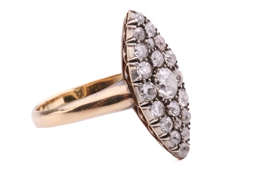 Lot 54 - A diamond navette-shaped panel ring, set with...