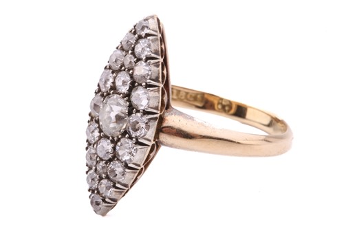 Lot 54 - A diamond navette-shaped panel ring, set with...
