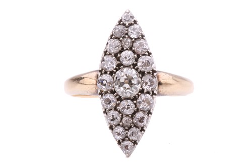 Lot 54 - A diamond navette-shaped panel ring, set with...