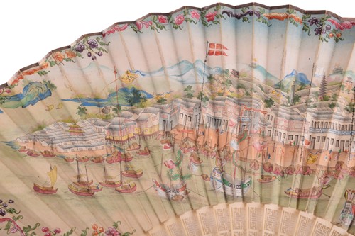 Lot 227 - A Chinese documentary Ivory and rice paper fan,...