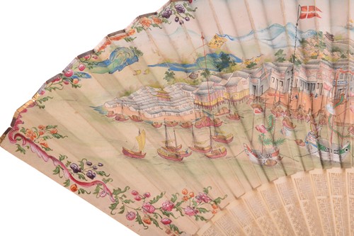 Lot 227 - A Chinese documentary Ivory and rice paper fan,...