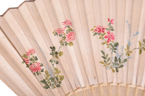 Lot 227 - A Chinese documentary Ivory and rice paper fan,...