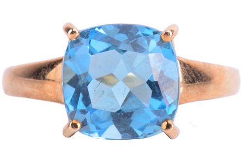 Lot 163 - A topaz single stone ring, the cushion shape...