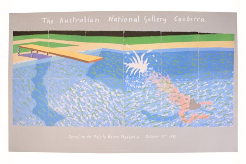 Lot 351 - A large David Hockney illustrated poster for...