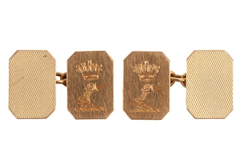 Lot 168 - A pair of cufflinks in 18ct gold, each with a...