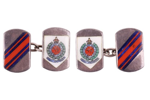 Lot 14 - A pair of George VI Royal Engineer cufflinks,...