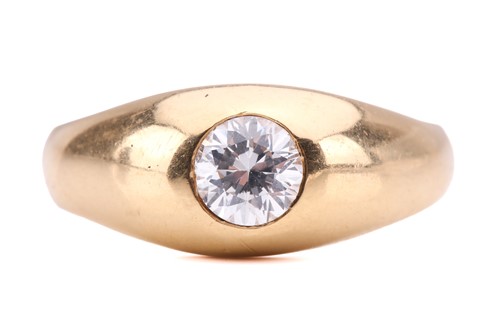 Lot 171 - A single stone ring set with CZ, the round...