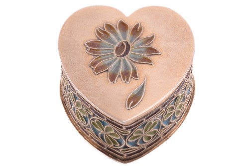 Lot 254 - A polychrome plique-à-jour enamel heart-shaped...